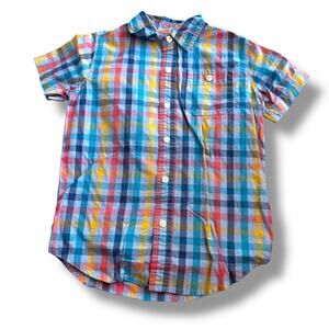5/$35   GAP Boys Checkered Button-Up Shirt - Size S (6-7) Blue Red Yellow Orange